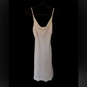 Vintage Scala Silk Beaded/Sequin White Dress
